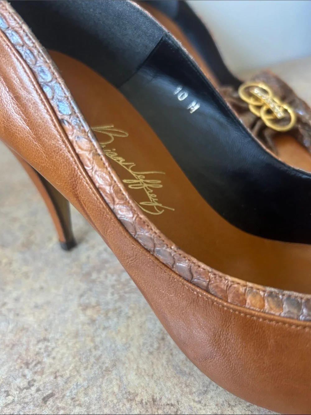 NWOT Vintage Brian Jeffrey Exotic Leather w/Snakeskin Trin and Bows size 10M